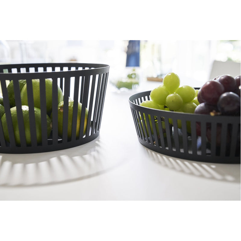 media image for Tower Striped Steel Fruit Basket - Tall by Yamazaki 210