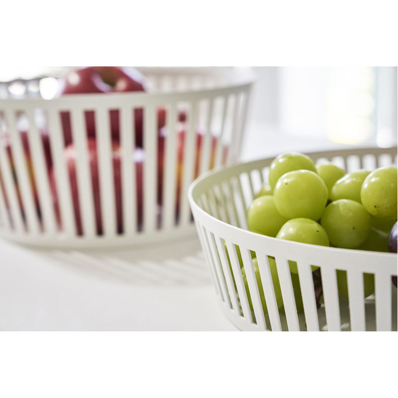 media image for Tower Striped Steel Fruit Basket - Shallow by Yamazaki 280