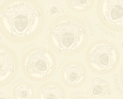 product image of Medusa Head Textured Wallpaper in Cream/White by Versace Home 529