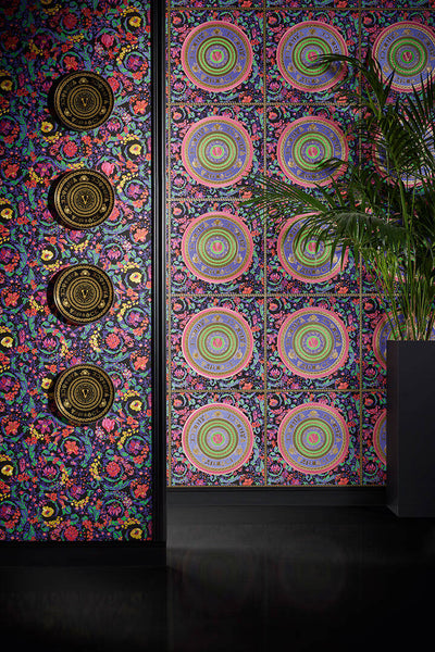 product image for Baroque Circle Textured Wallpaper in Multi from the Versace V Collection 49