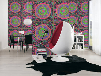 product image for Baroque Circle Textured Wallpaper in Multi from the Versace V Collection 22
