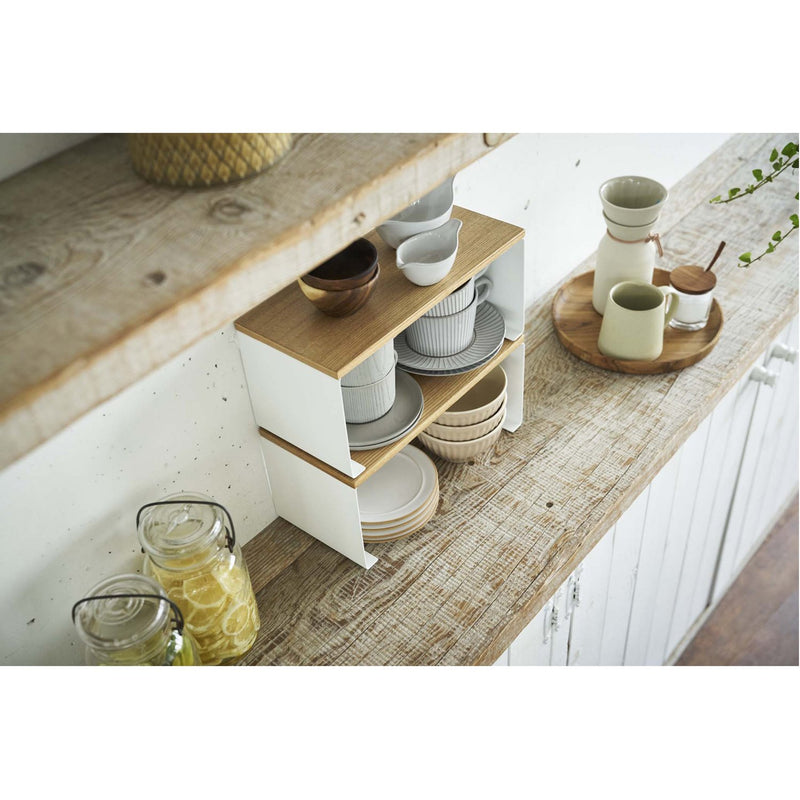 media image for Tosca Wood-Top Stackable Kitchen Rack - Small by Yamazaki 263