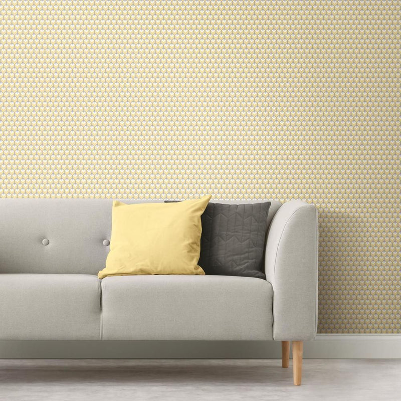 media image for 3D Petite Hexagons Peel & Stick Wallpaper in Yellow by RoomMates for York Wallcoverings 260