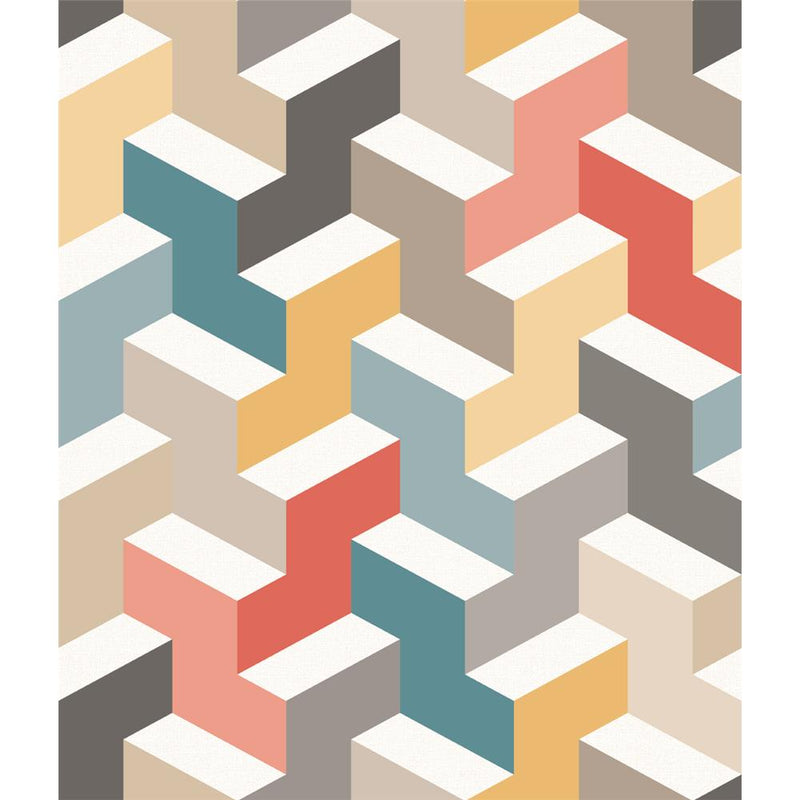 media image for 3D Steps Peel & Stick Wallpaper in Multi by RoomMates for York Wallcoverings 291