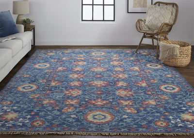 product image for Bennet Hand Knotted Blue and Orange Rug by BD Fine Roomscene Image 1 42