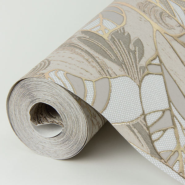 media image for Selene Gold Mucha Floral Wallpaper from the Lustre Collection by Brewster Home Fashions 255