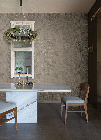 product image for Selene Gold Mucha Floral Wallpaper from the Lustre Collection by Brewster Home Fashions 21