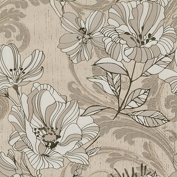 media image for Selene Gold Mucha Floral Wallpaper from the Lustre Collection by Brewster Home Fashions 26