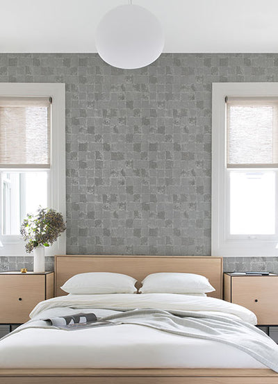 product image for Varak Silver Checkerboard Wallpaper from the Lustre Collection by Brewster Home Fashions 14