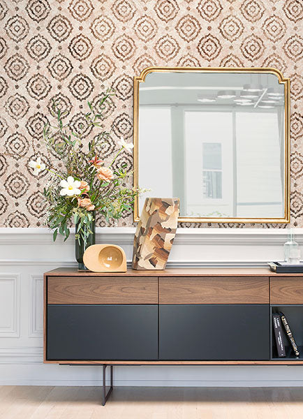 media image for Uma Rose Gold Star Medallion Wallpaper from the Lustre Collection by Brewster Home Fashions 224