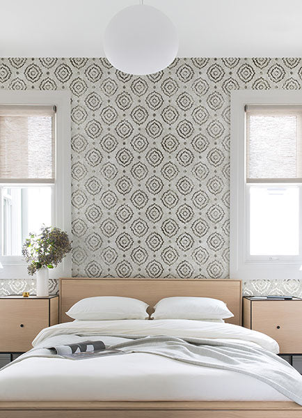 media image for Uma Platinum Star Medallion Wallpaper from the Lustre Collection by Brewster Home Fashions 288