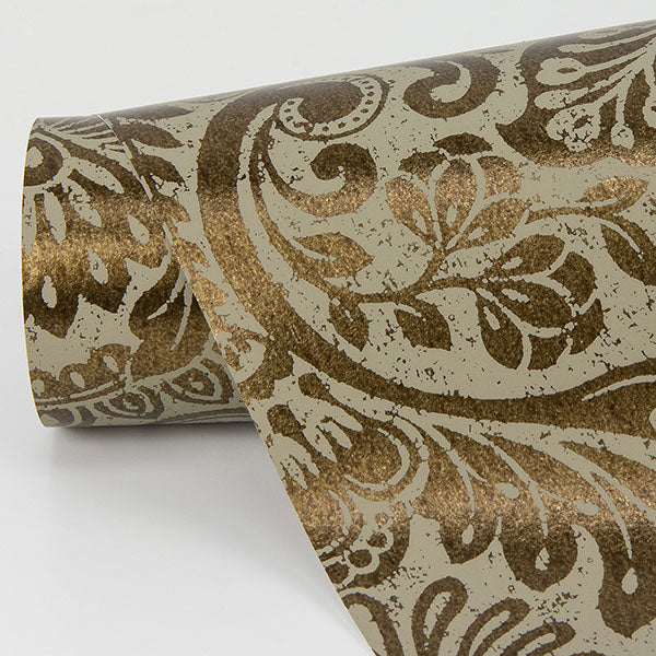 media image for Artemis Bronze Floral Damask Wallpaper from the Lustre Collection by Brewster Home Fashions 242