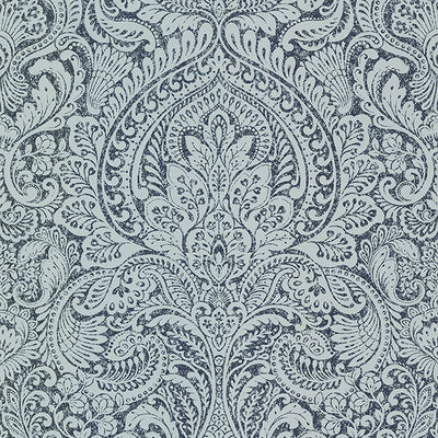 product image of sample artemis sapphire floral damask wallpaper from the lustre collection by brewster home fashions 1 589