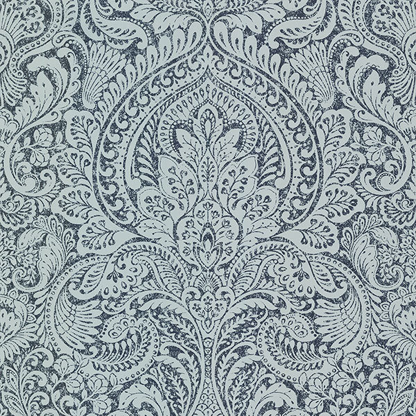 media image for sample artemis sapphire floral damask wallpaper from the lustre collection by brewster home fashions 1 213