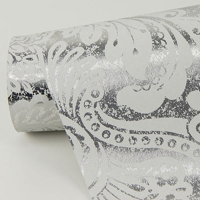 product image for Artemis Platinum Floral Damask Wallpaper from the Lustre Collection by Brewster Home Fashions 80