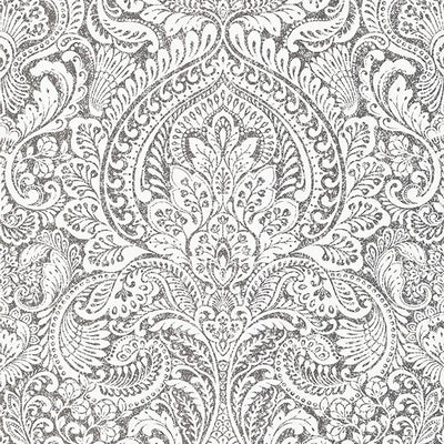 product image for Artemis Platinum Floral Damask Wallpaper from the Lustre Collection by Brewster Home Fashions 36