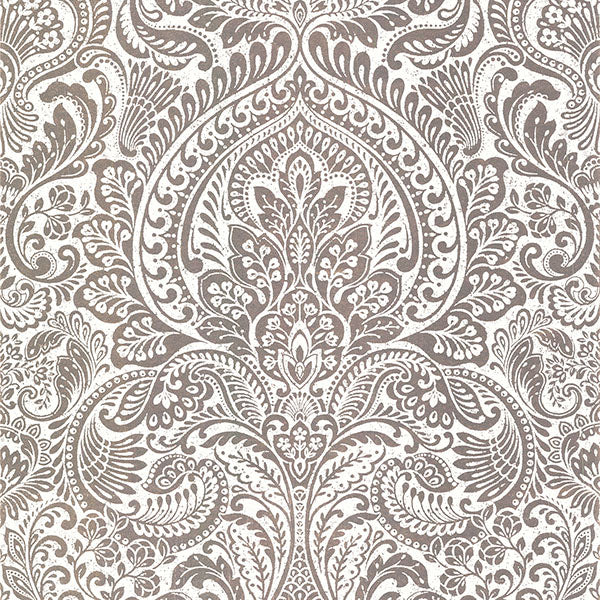 media image for sample artemis rose gold floral damask wallpaper from the lustre collection by brewster home fashions 1 217