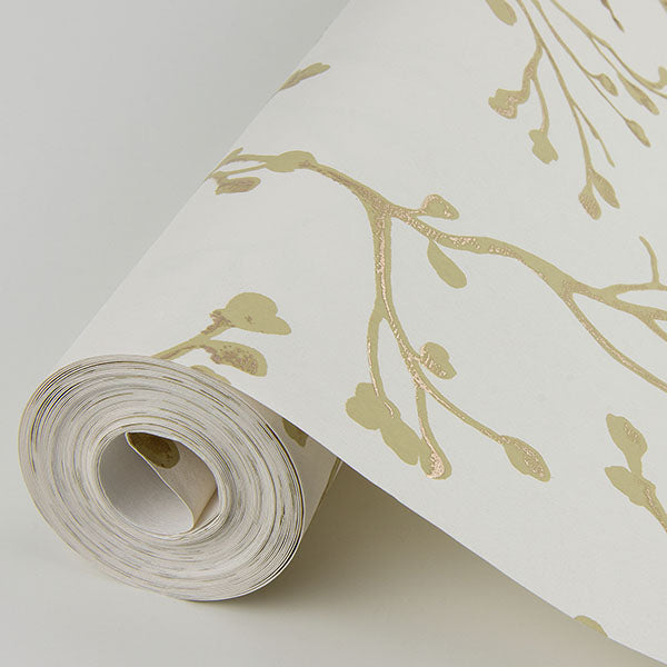 media image for Koura Cream Budding Branches Wallpaper from the Lustre Collection by Brewster Home Fashions 252