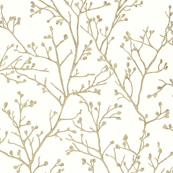 media image for Koura Cream Budding Branches Wallpaper from the Lustre Collection by Brewster Home Fashions 264