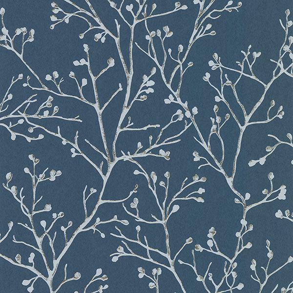 media image for sample koura sapphire budding branches wallpaper from the lustre collection by brewster home fashions 1 268