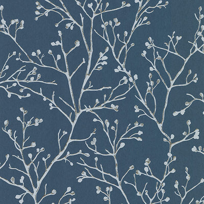 product image for Koura Sapphire Budding Branches Wallpaper from the Lustre Collection by Brewster Home Fashions 1