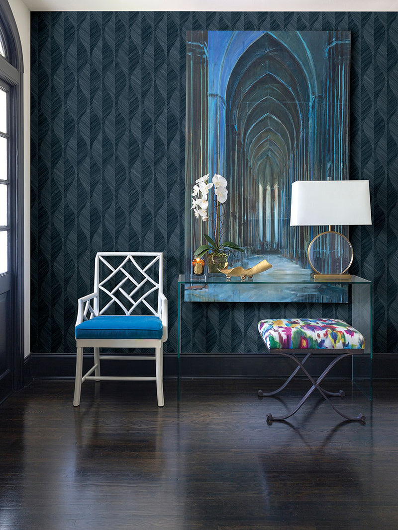 media image for Oresome Indigo Ogee Wallpaper from the Radiance Collection by Brewster Home Fashions 26