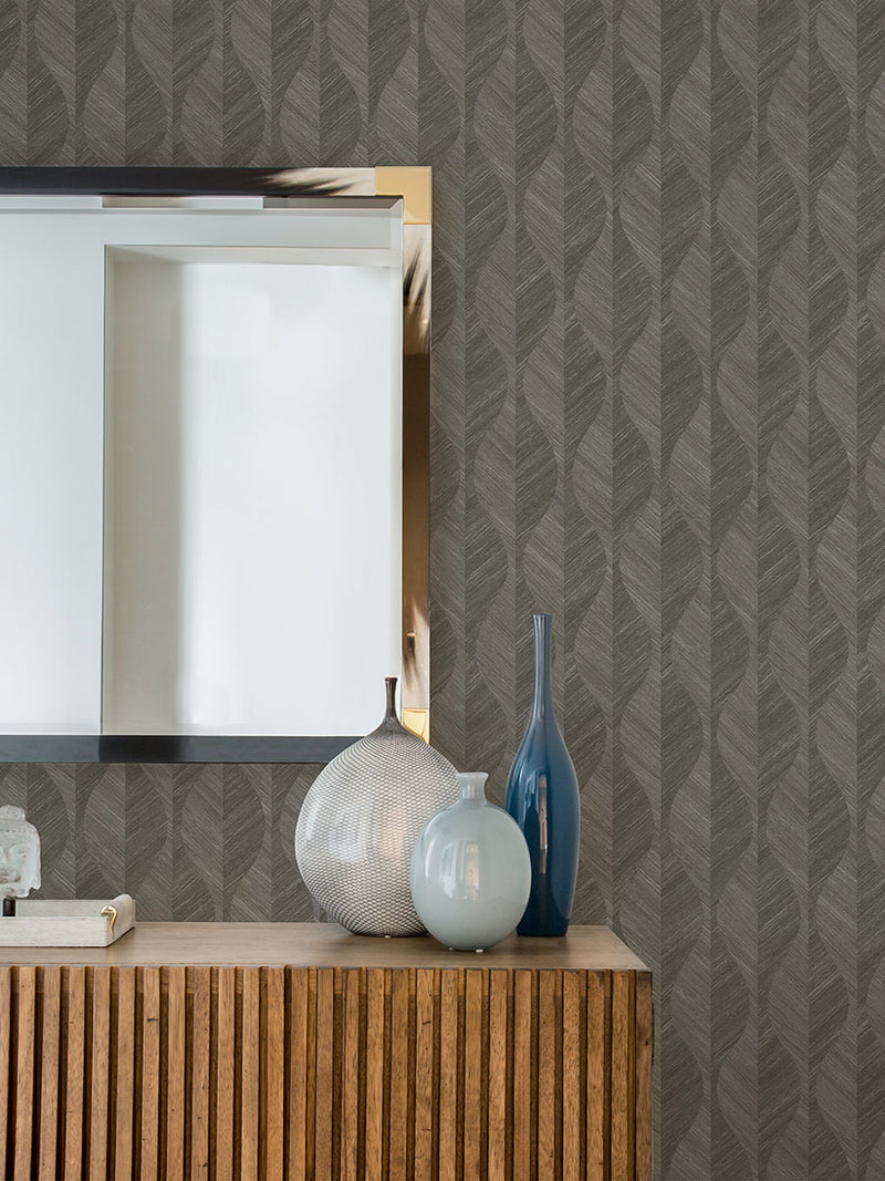 media image for Oresome Dark Grey Ogee Wallpaper from the Radiance Collection by Brewster Home Fashions 236