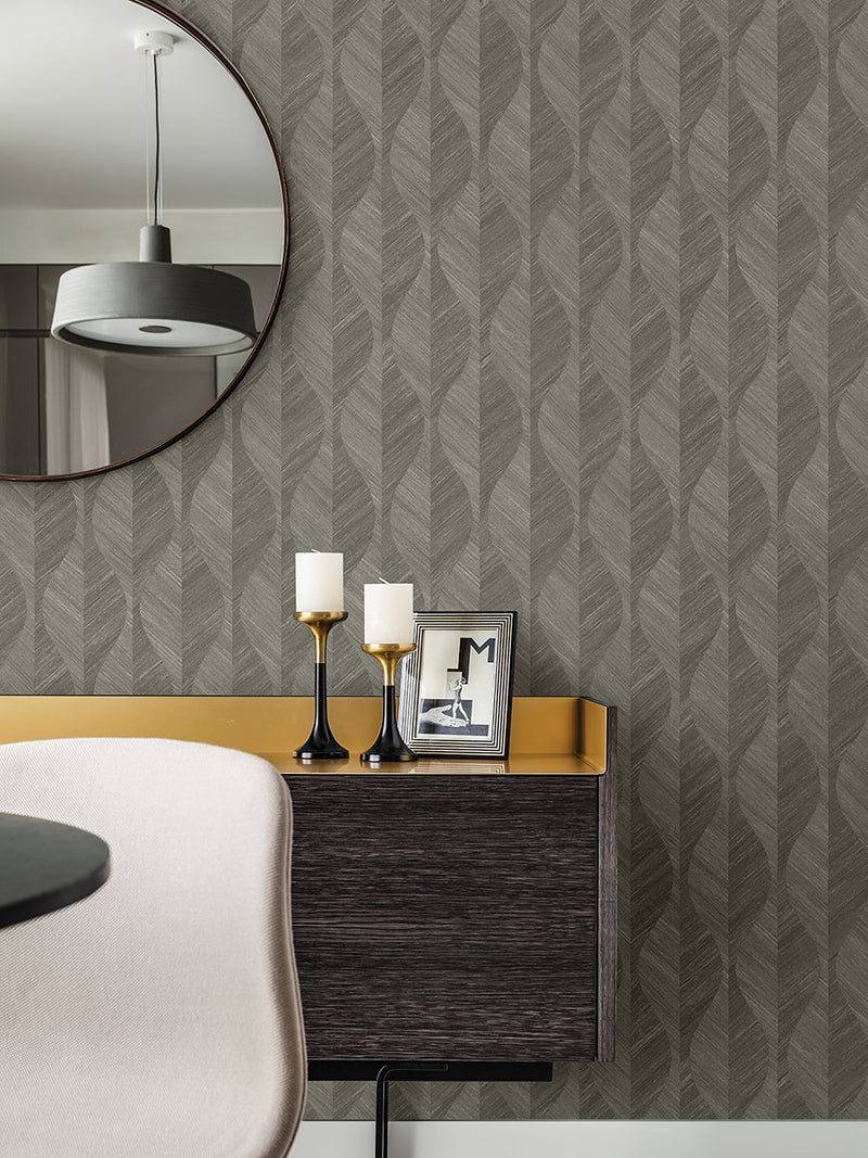 media image for Oresome Dark Grey Ogee Wallpaper from the Radiance Collection by Brewster Home Fashions 288