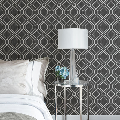 product image for Frege Charcoal Trellis Wallpaper from the Radiance Collection by Brewster Home Fashions 36