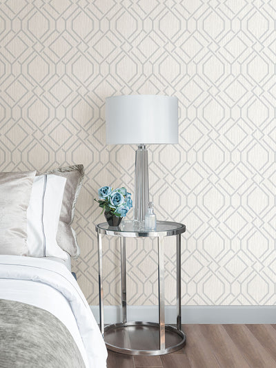 product image for Frege Silver Trellis Wallpaper from the Radiance Collection by Brewster Home Fashions 86