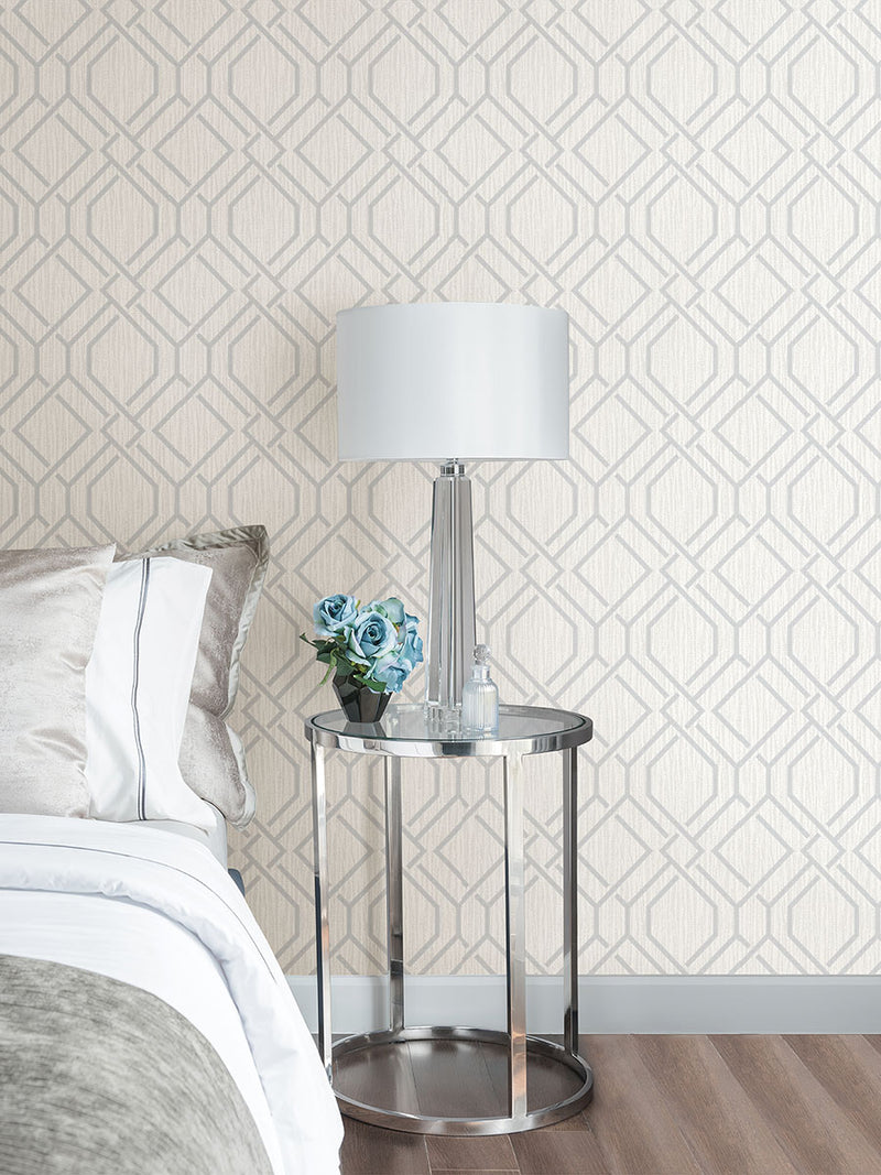 media image for Frege Silver Trellis Wallpaper from the Radiance Collection by Brewster Home Fashions 292