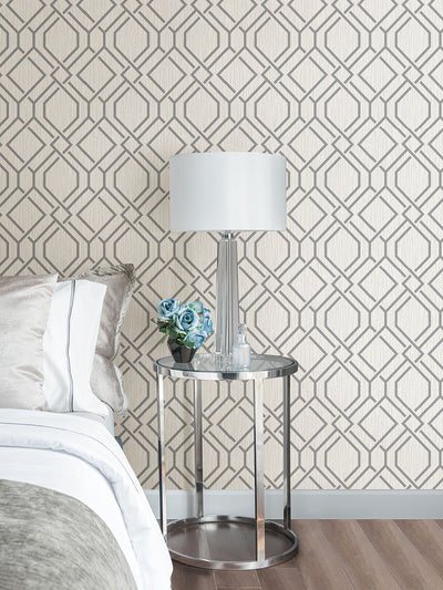 product image for Frege Grey Trellis Wallpaper from the Radiance Collection by Brewster Home Fashions 68