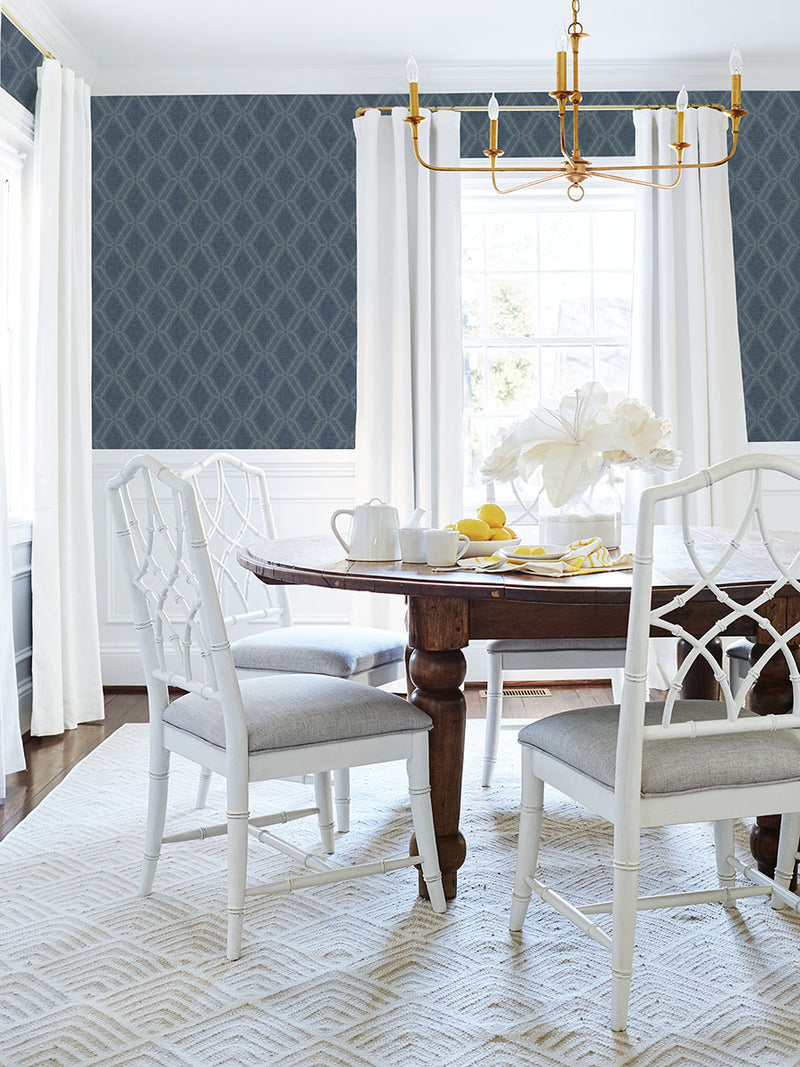 media image for Mersenne Indigo Geometric Wallpaper from the Radiance Collection by Brewster Home Fashions 291