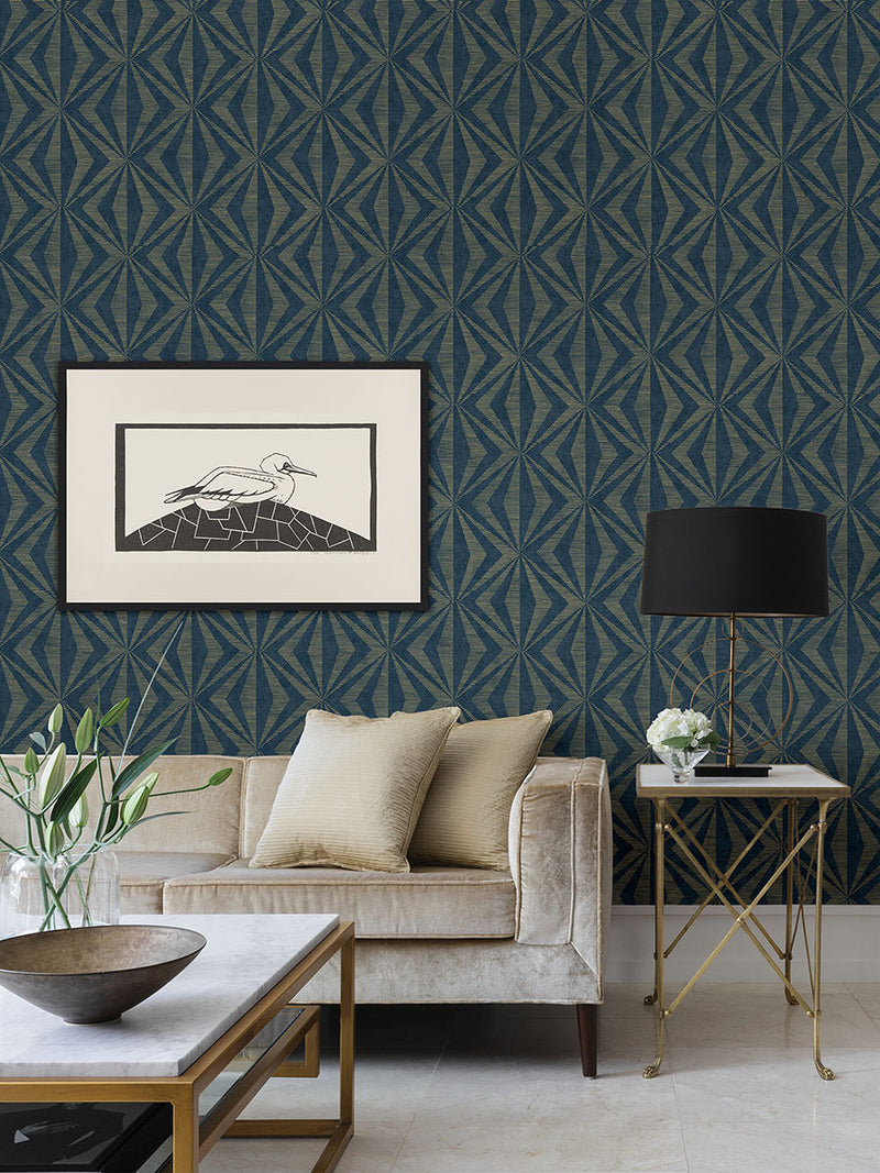 media image for Monge Blue Geometric Wallpaper from the Radiance Collection by Brewster Home Fashions 21