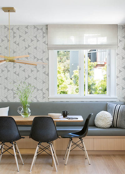 product image for Fairbank Silver Linen Geometric Wallpaper by Scott Living 12