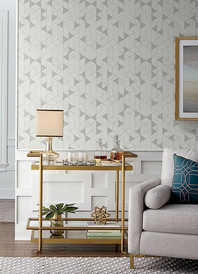 product image for Fairbank Silver Linen Geometric Wallpaper by Scott Living 75