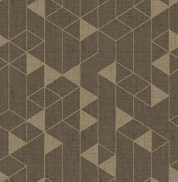 media image for Fairbank Chocolate Linen Geometric Wallpaper by Scott Living 282