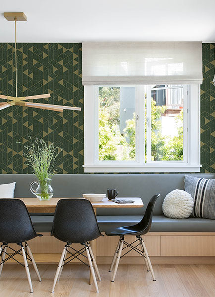 media image for Fairbank Evergreen Linen Geometric Wallpaper by Scott Living 291
