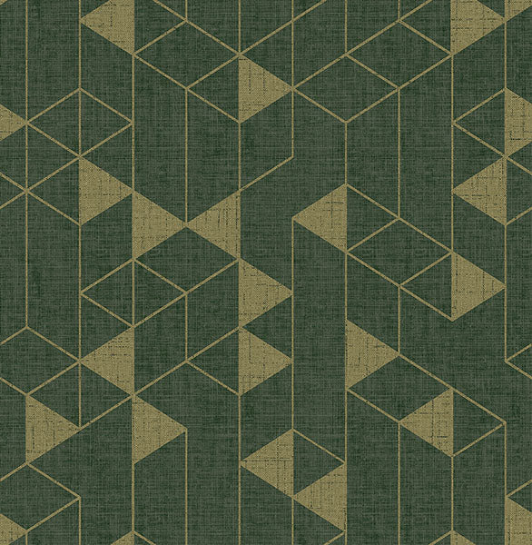 media image for Fairbank Evergreen Linen Geometric Wallpaper by Scott Living 261