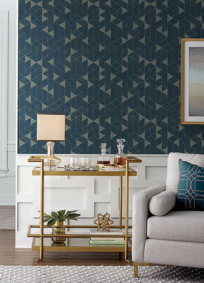 product image for Fairbank Navy Linen Geometric Wallpaper by Scott Living 85