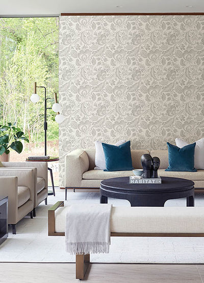 product image for Culver Grey Jacobean Wallpaper by Scott Living 1