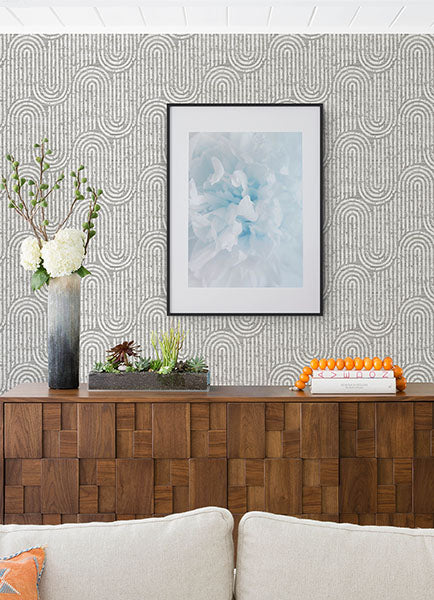 media image for Trippet Grey Zen Waves Wallpaper by Scott Living 219