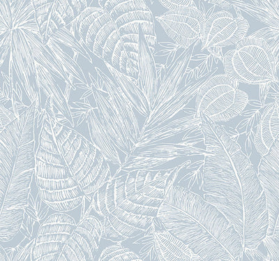 product image of Brentwood Sky Blue Palm Leaves Wallpaper by Scott Living 580
