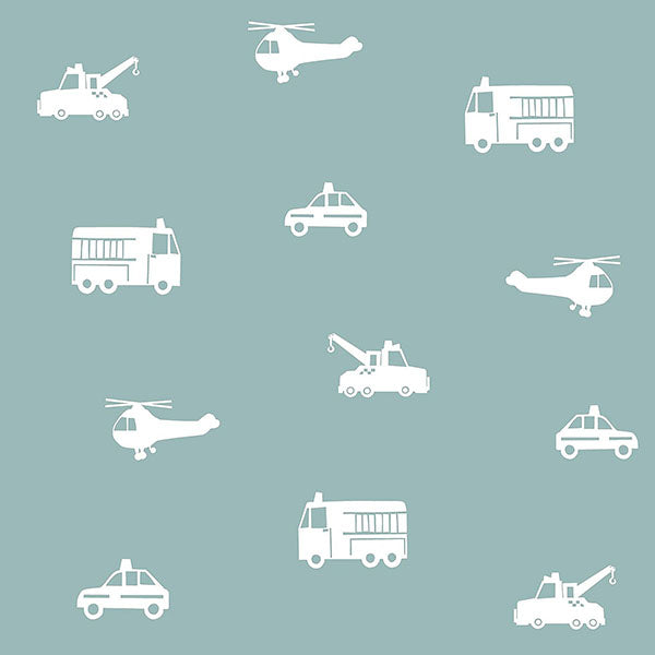media image for Briony Blue Vehicles Wallpaper from the Fable Collection by Brewster 288