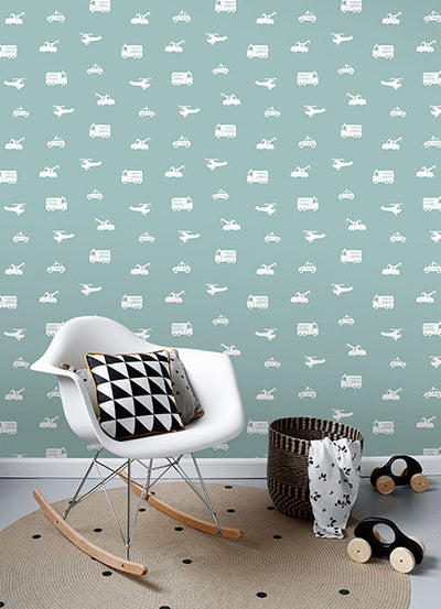 product image for Briony Blue Vehicles Wallpaper from the Fable Collection by Brewster 8