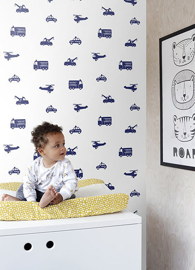 product image for Briony Navy Vehicles Wallpaper from the Fable Collection by Brewster 62