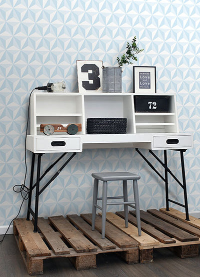 product image for Adella Sky Blue Geometric Wallpaper from the Fable Collection by Brewster 83