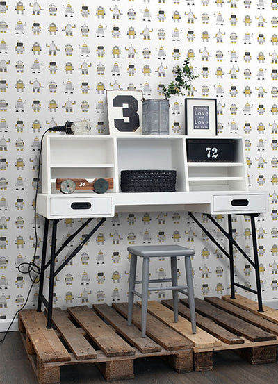 product image for Callum Gold Robots Wallpaper from the Fable Collection by Brewster 9