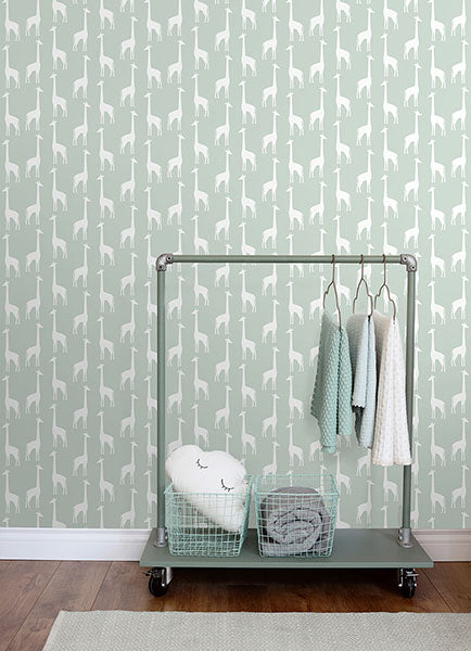 media image for Vivi Sage Giraffe Wallpaper from the Fable Collection by Brewster 277