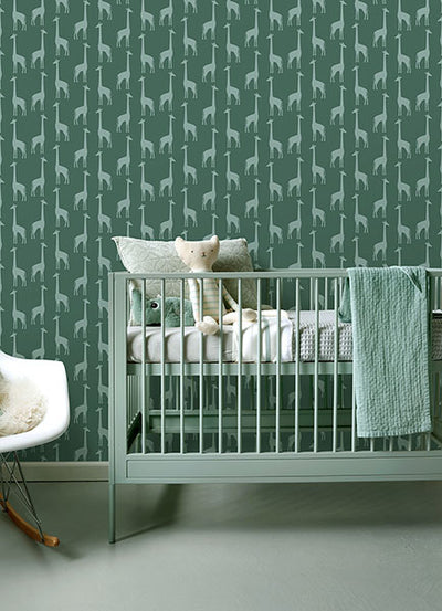 product image for Vivi Teal Giraffe Wallpaper from the Fable Collection by Brewster 94